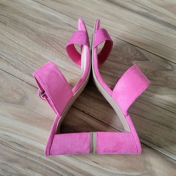 Chinese Laundry Rave Buckle Block Heel Suede Sandal in Bubblegum Pink - Picture 6 of 11